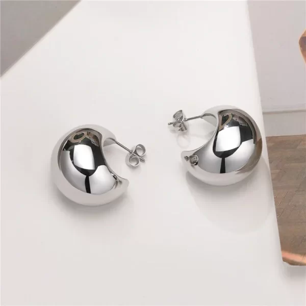 Stainless Stee Oversize Chunky Round Circle Clip Earring for Women Gold Plated C Shape Ear Cuff Stud Tube Thick Earclips Jewelry - Image 13