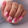 24Pcs Simple Matte Orange French False Nails Press on Wearable Artificial Mid Length Fake Nail Manicure Full Cover Nail Tips - Image 11
