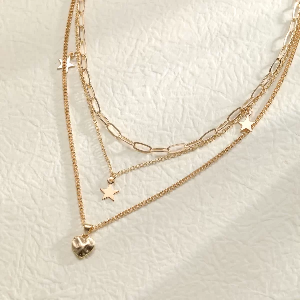 9 Pcs Simple Choker Necklaces for Women Fashion Love Heart Star Pendant Layered Necklace Jewelry Gift European and American 2024 - Image 12