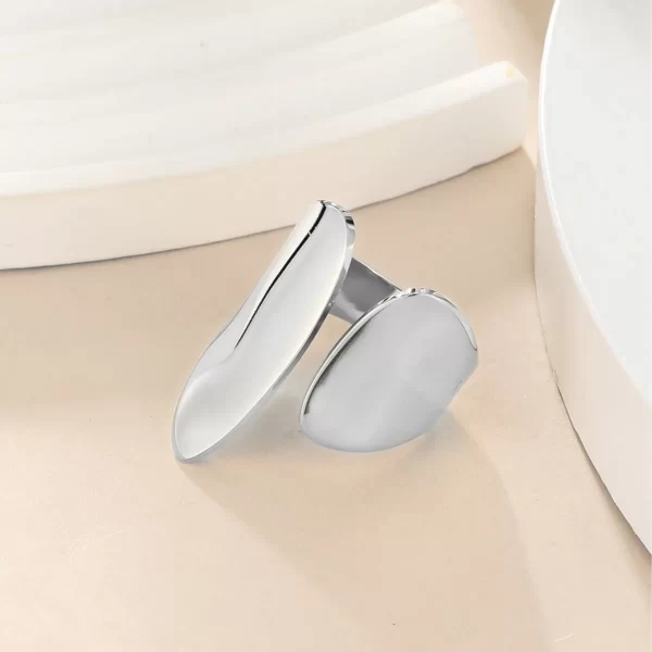 Stainless Steel Simple Smooth Metal Heart Rings For Women Men Y2K Trendy Open Ring Korean Elegant Party Jewelry Couple Gifts - Image 12