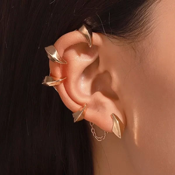 Cyberpunk Hip Hop Unisex Ear Clip Gothic Punk Silver Color Dagger Earless Piercing Couple Earrings Accessories Jewelry Eardrop - Image 3