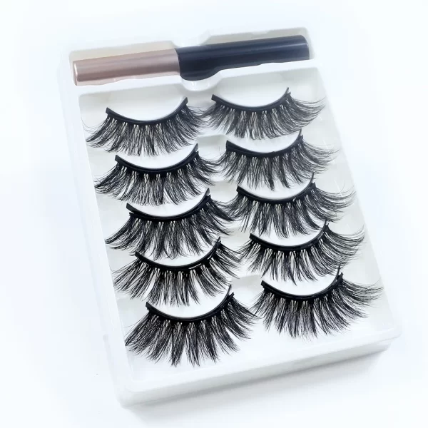 REDSIREN 5Pairs Magnetic Eyelashes With Eyeliner Reusable Thick Natural Eye Lashes New 5Piece Magnet False Eyelashes - Image 5