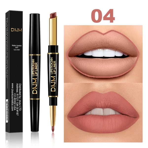 2 In 1 Matte Lipstick Pencil Double Head Lip Liner Pen Red Nude Long Lasting Waterproof Lady Charming Lip Pencil Makeup Tools - Image 2