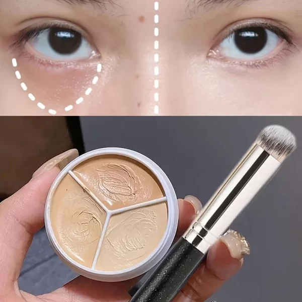 3 Colors Concealer Palette Eyeshadow Base Palette Matte Contour Concealer With Brush Covering For Dark Circles Concealer Cream - Image 4