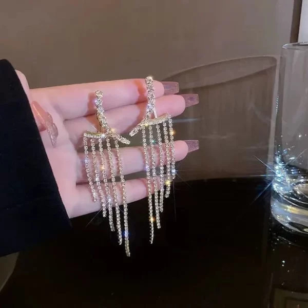 2023 Luxury Women's Earrings Rhinestone Fringe Hanging Zircon Earrings New Shiny Wedding Statement Party Jewelry Gifts - Image 15