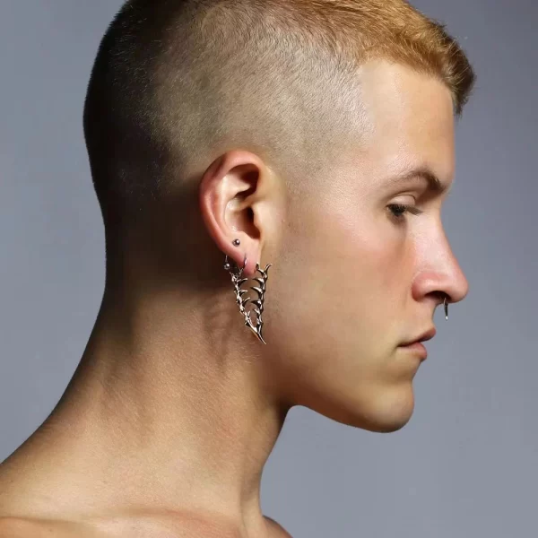 Cyberpunk Style Canine Teeth Earrings Unisex Metal Perforated Eardrop Fashion HipHop Gothic Earwear Jewelry Ear Accessories Gift - Image 2