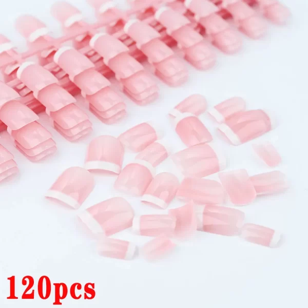 24/120Pcs Nude White French Fake Nail Short Square Nail Tips Fashion Wearable False Nails Simple Full Cover Press on Nails - Image 7