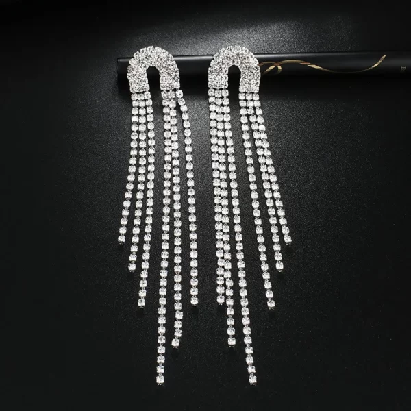 2023 Luxury Women's Earrings Rhinestone Fringe Hanging Zircon Earrings New Shiny Wedding Statement Party Jewelry Gifts - Image 20