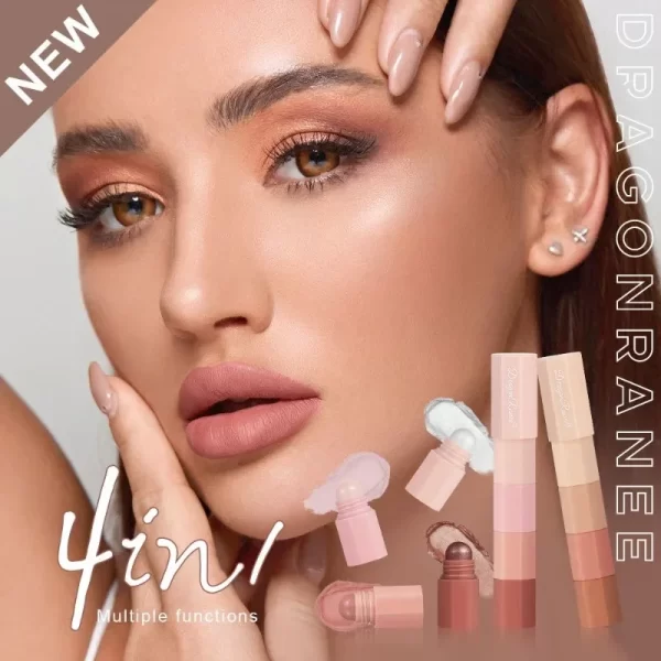 New 4 IN 1 Combo Eyeshadow Highlighter White Brown Eye Shadow Stick Glitter Pearlescent High Gloss Eyeshadow Mini Shadow Crayon - Image 4