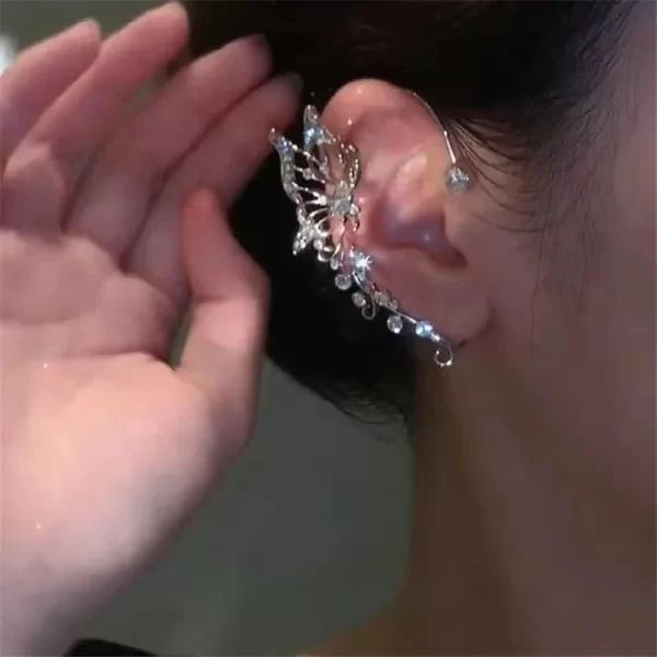 Korean Fashion Zircon Butterfly Elf Ear Cuff for Women Sparkling Zircon Crystal Without Piercing Clip Earrings Wedding Jewelry - Image 5