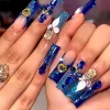 24Pcs Pink Butterfly Design False Nails Extra Long Coffin Fake Nails Wearable French Ballet Press on Nails Full Cover Nail Tips - Image 18