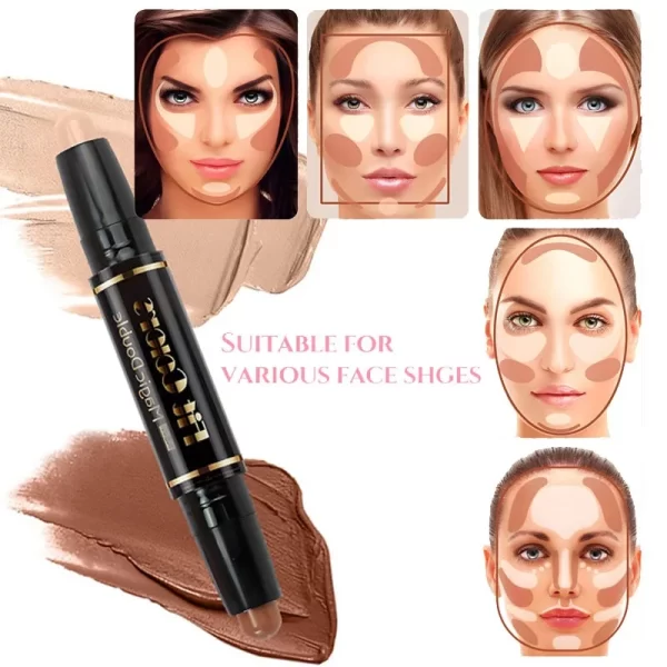 Dual-end Highlighter Concealer Stick Contour Shadow Smear Pen Brighten Face Body Nose Shadow Multi-functional Contouring Sticks - Image 2