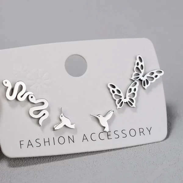 Stainless Steel Earrings Small Cute Butterfly Star Moon Heart Stud Earrings Set Punk Piercing Earing Women's Minimalist Jewelry - Image 29