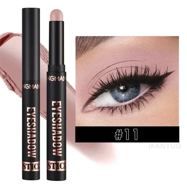 Glitter Brown Eyeshadow Pen Smoky Eyes Makeup Long Lasting Shimmer Matte Lying Silkworm Eyeshadow Pencil Highlighter Stick 1pc - Image 10