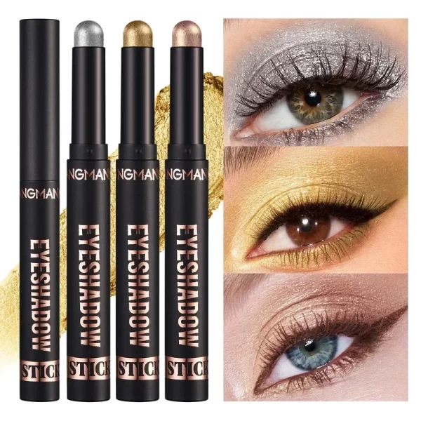 Glitter Brown Eyeshadow Pen Smoky Eyes Makeup Long Lasting Shimmer Matte Lying Silkworm Eyeshadow Pencil Highlighter Stick 1pc - Image 5
