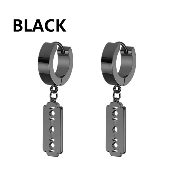 Fashion Stainless Steel Blade Earrings Vintage Razor Hollow Drop Earrings Women Men Punk Jewelry Hip Hop Street Dangle Earrings - Image 10