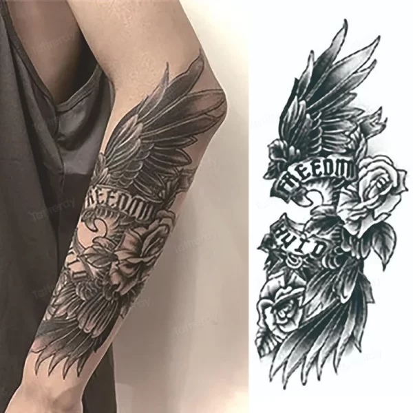 Semi Permanent Juice Ink Lasitng Temporary Tattoo Sticker Arm Sleeve Wings Text Eye Rose Waterproof Tattoos Fake Keep 7-15 Days - Image 2