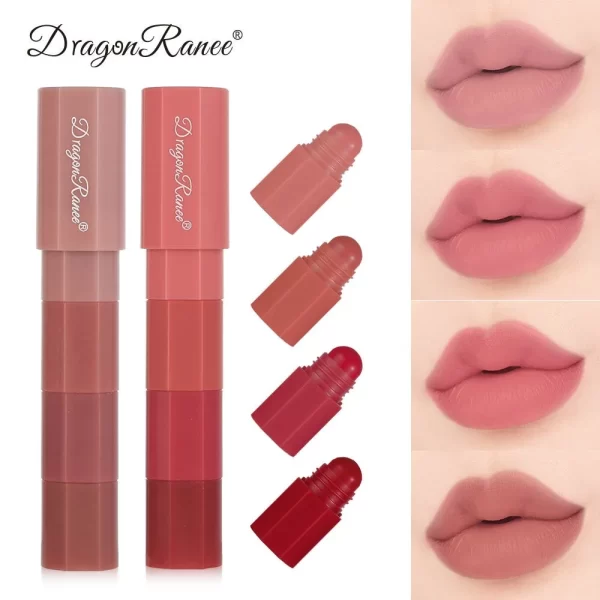 Mini Lipstick Set 4 Colors In 1 Matte Velvet Lipstick Crayon Pen Kit Lipliner Waterproof Lasting Not Fading Lip Makeup Cosmetics - Image 2