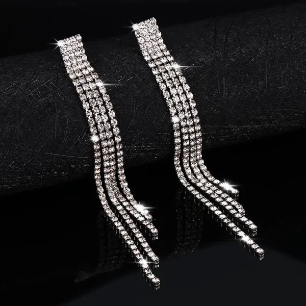 2023 Luxury Women's Earrings Rhinestone Fringe Hanging Zircon Earrings New Shiny Wedding Statement Party Jewelry Gifts - Image 18