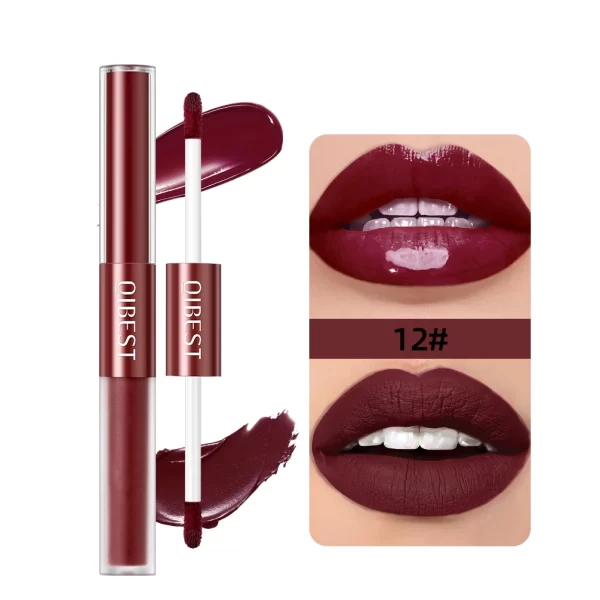 2 IN 1 Double Head Lip Gloss Matte Velvet Red Lip Tint Liquid Lipstick Mirror Gloss Lip Glaze Waterproof Lips Makeup Cosmetics - Image 9