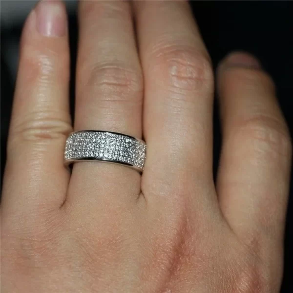 Shine Silver and Gold Color Women Ring Round Inlaid White Zircon Ring for Women Men Engagement Wedding Jewelry Gift - Image 3