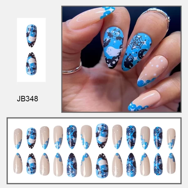 24pcs Matte Almond Press on Nails Pumpkin Bat Spider Halloween Fake Nail Patch Full Cover Wearable Halloween DIY False Nail Tips - Image 11