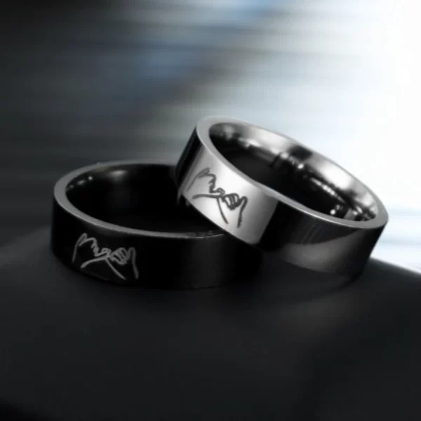 Fashion Titanium Steel Couple Rings With Letters I LOVE YOU Inside Jewelry Gifts For Love Couples Black And White Two Styles - Image 2