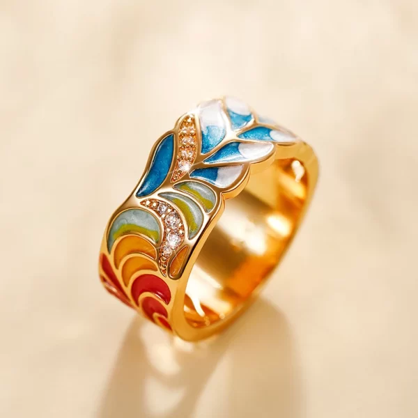 Green Leaf Enamel Handmade Oil Dropping Women's Ring Charm High Luxury Westernized  Prom Fancy Birthday Gift Fashion Jewelry - Image 9