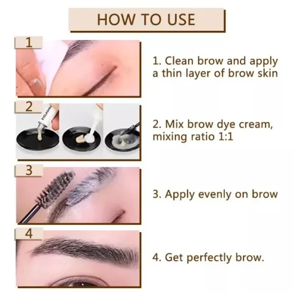 Semi Permanent Professional Henna Eyebrow Hair Dye 15 Minute Fast Easy Dye Hair Dye Eyebrow Hair Dye Cosmetics Gel Eyelash Set - Image 5