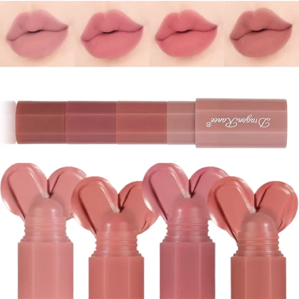 Mini Lipstick Set 4 Colors In 1 Matte Velvet Lipstick Crayon Pen Kit Lipliner Waterproof Lasting Not Fading Lip Makeup Cosmetics