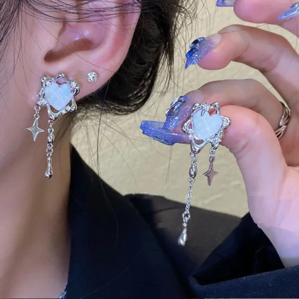Irregular Heart Tassel Star Earrings Women Design Senior Sense of Fashion Personality Earring 2023 Y2K Trendy Party Jewelry Gift - Image 3