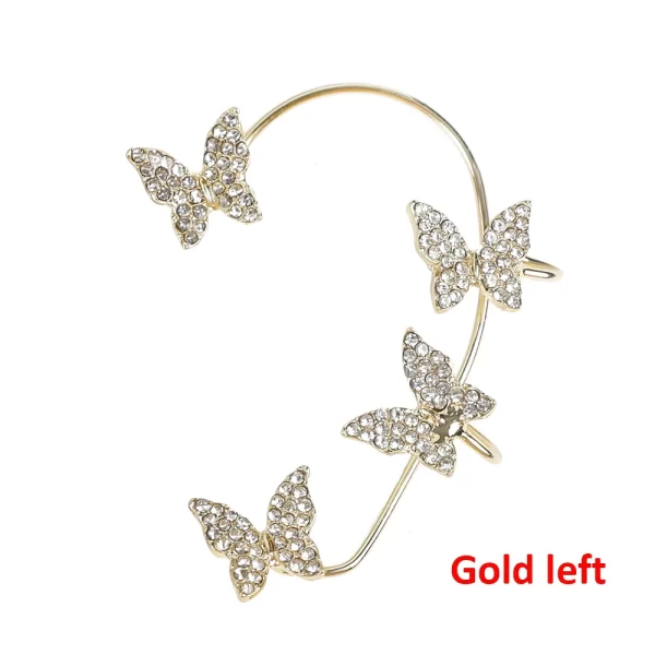 Design Hollow Butterfly Earrings Fashion Exquisite Single Ear Hook Women Girls Metal Rhinestones Ear Cuff Crystal Jewelry Gift - Image 8