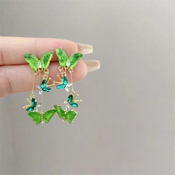 Elegant Red Zircon Butterfly Drop Earrings for Women Temperament Sweet Metal Bow Earrings Fashion Girl Jewelry Accessories - Image 9