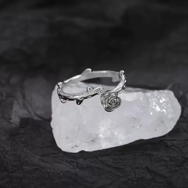 Vintage Goth Thorny Rose Couple Rings for Men Women Charm Irregularity Opening Stainless Steel Punk Finger Ring Jewelry Y2k Gift - Image 10