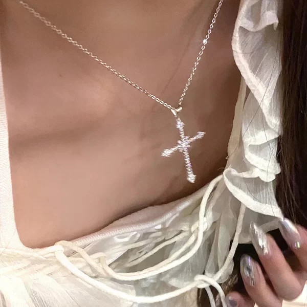 Y2K Punk Crystal Cross Pendant Necklace For Women Men Gothic Clavicle Chain Choker Necklaces Aesthetic Jewelry Bijoux Party Gift - Image 11