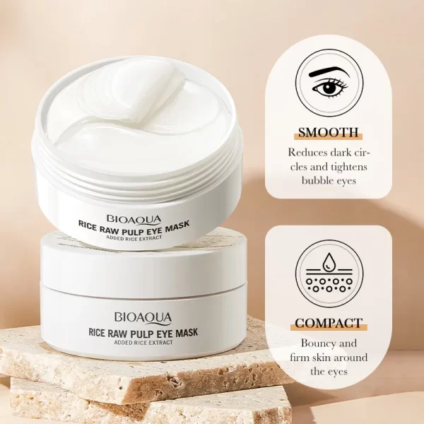 60pcs BIOAQUA White Rice Collagen Eye Mask Anti Dark Circles Eyes Bags Remover Firming Moisturizing Eye Patches Skin Care - Image 3