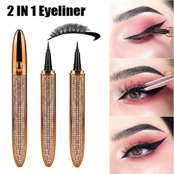2 In 1 Self Adhesive Eyelashes Eyeliner Pencil Long Lasting No Glue Non Magnetic Quick Drying Eyelashes Sticking  Eye Liner Pen - Image 3