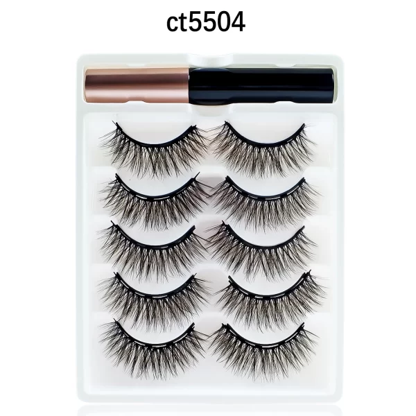 REDSIREN 5Pairs Magnetic Eyelashes With Eyeliner Reusable Thick Natural Eye Lashes New 5Piece Magnet False Eyelashes - Image 12
