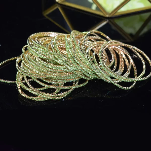 50pcs/Set Fashion Gold Multiple Colour Crystal Rhinestone Elastic Bracelet Bangle Bling Wristband Women Wedding Bridal Jewelry - Image 32