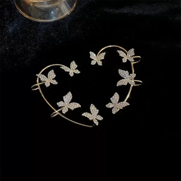 Gold Silver Color Metal Butterfly Ear Clips Without Piercing For Women Sparkling Zircon Ear Cuff Clip Earrings Wedding Jewelry - Image 6
