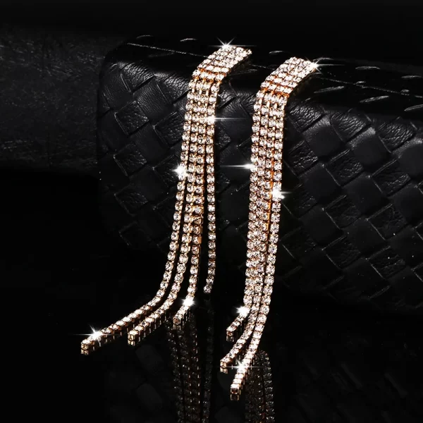 2023 Luxury Women's Earrings Rhinestone Fringe Hanging Zircon Earrings New Shiny Wedding Statement Party Jewelry Gifts - Image 19