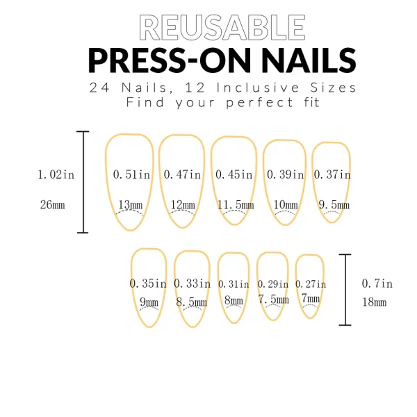 24pcs press on nails  Long Almond Blue Line Love Flower Lattice Print Fake Nail french tip press on nails cute nail - Image 4