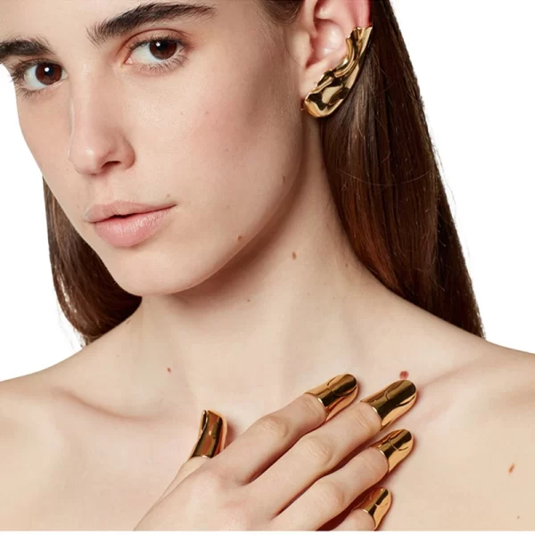Punk Vintage Half Ear Contour Metal Ear Clip Stud Earrings For Women girls Ear Bones Clip Fashion Earring Jewelry Gift - Image 3