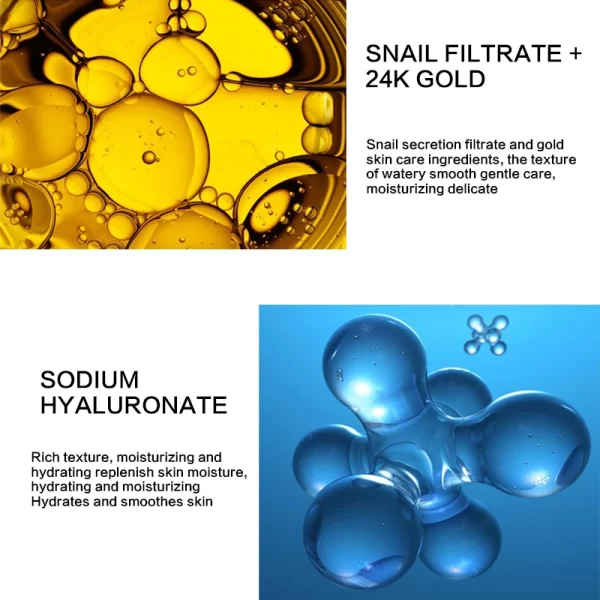 3 Pieces 24K Gold Snail Collagen Cream Moisturizing Skin Care Essence Oil Control Moisturizing Facial Beauty Skin Care Products - Image 4
