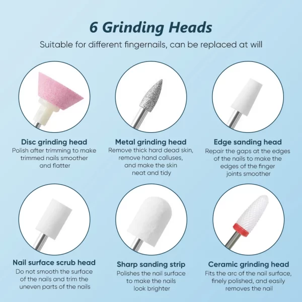 Electric Nail Polisher Drill Bits Professional Nails Grinding Polishing Dead Skin Removal Art Sanding File Pen Manicure Machine - Image 6