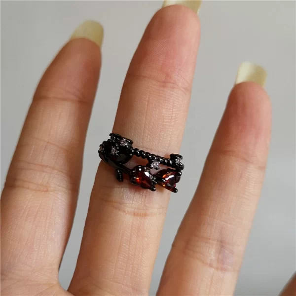 Gothic Punk Red Crystal Spider Star Geometric Irregular Heart Open Ring For Men Women Halloween Y2K EMO Jewelry Accessories Gift - Image 5