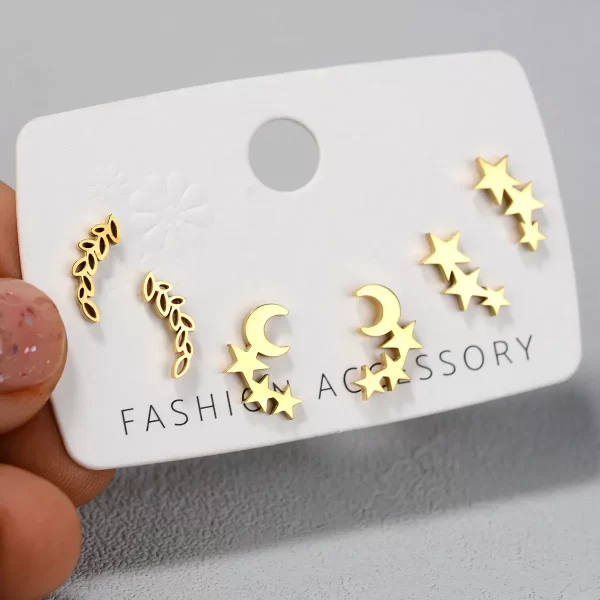 Stainless Steel Earrings Small Cute Butterfly Star Moon Heart Stud Earrings Set Punk Piercing Earing Women's Minimalist Jewelry - Image 15