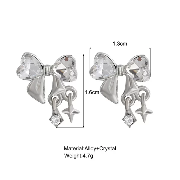 Y2K Bowknot Zircon Stud Earrings for Women Fashion Korean Silver Color Pink Crystal Personality Earring Girl Party Jewelry Gifts - Image 6