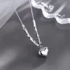 ANENJERY Silver Color Small Square Chain Love Heart Necklace for Women Fashion Temperament Jewelry Accessory - Image 2