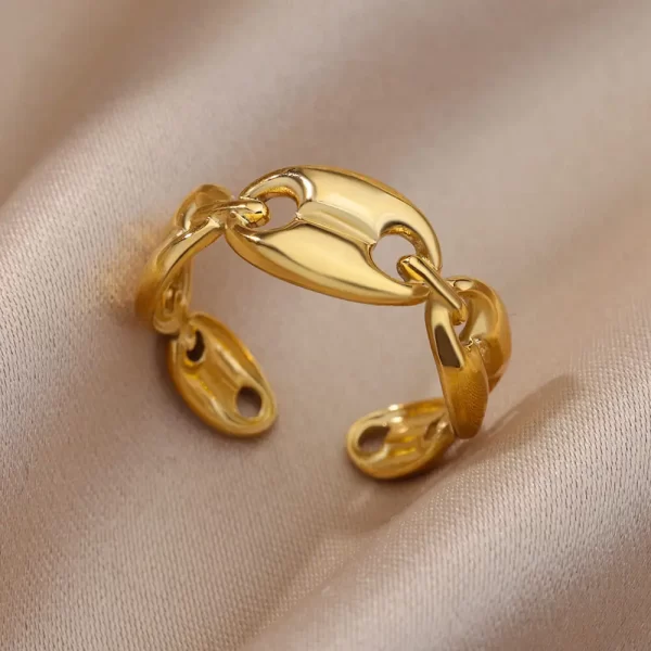 Stainless Steel Rings For Women Men Gold Color Hollow Wide Open Ring Female Male Fashion Wedding Party Finger Jewelry Gift 2024 - Image 27